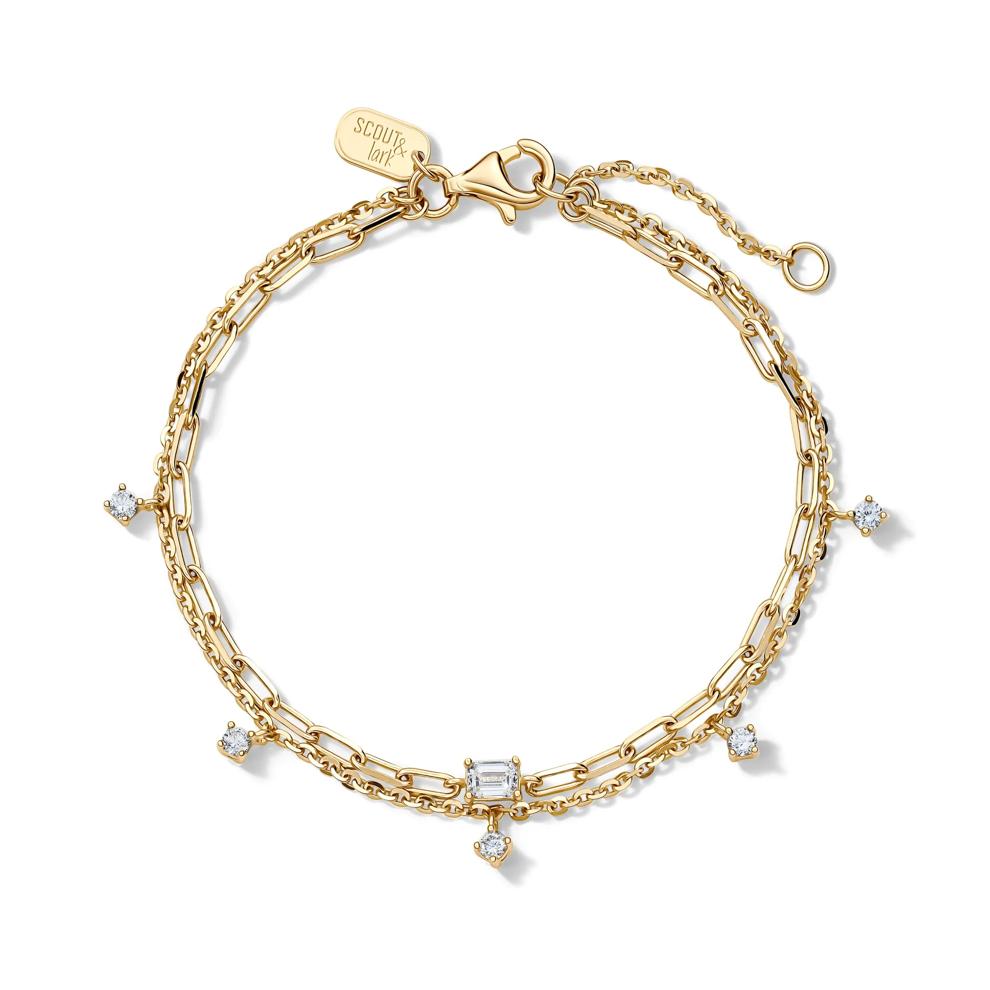 Lab Grown Diamond Double Row Station Bracelet in Vermeil (1/2 ct. tw) – Image 2 of 2