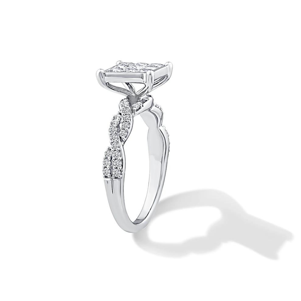 Diamond Princess-Cut Quad Twist-Shank Engagement Ring in 10K White Gold (1 ct. tw.) – Image 3 of 4