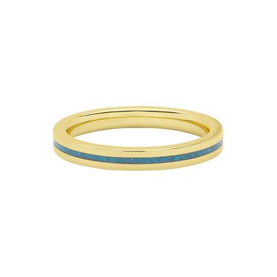 Men's Band with Turquoise Inlay in 10K Yellow Gold, 3MM