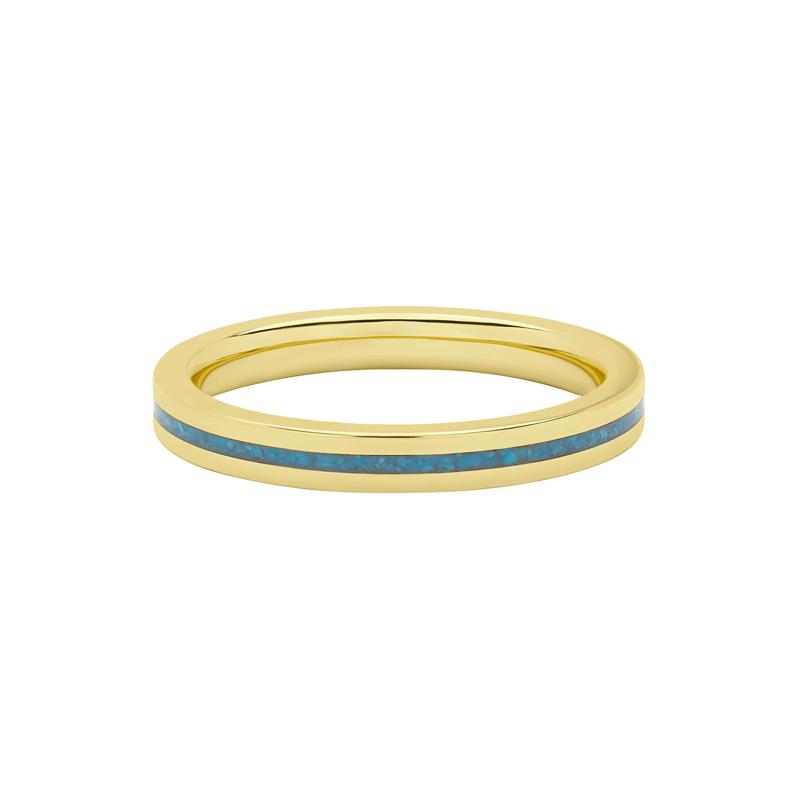 Men&#39;s Band with Turquoise Inlay in 10K Yellow Gold, 3MM – Image 1 of 3