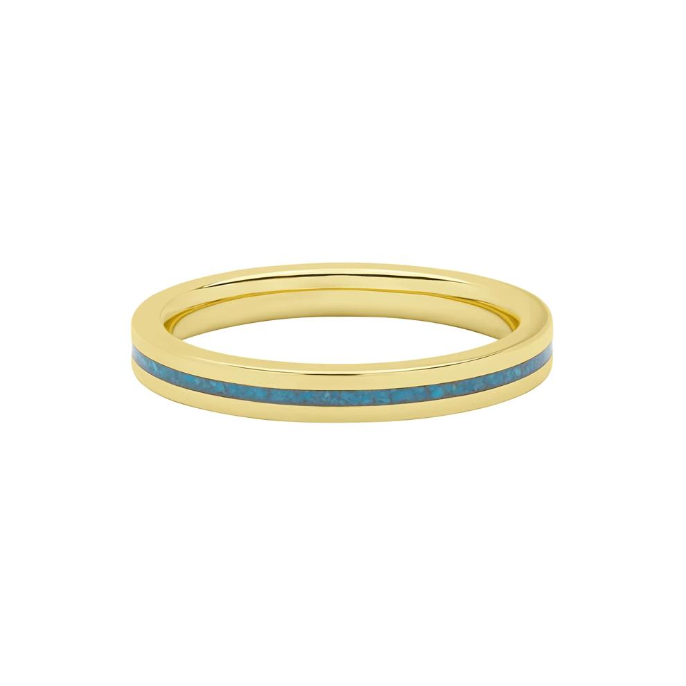 Men's Band with Turquoise Inlay in 10K Yellow Gold, 3MM – Image 1 of 3