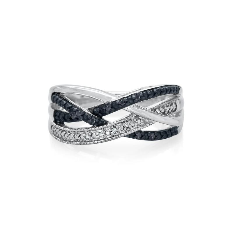 Black &amp; White Diamond Ring in Sterling Silver – Image 1 of 3