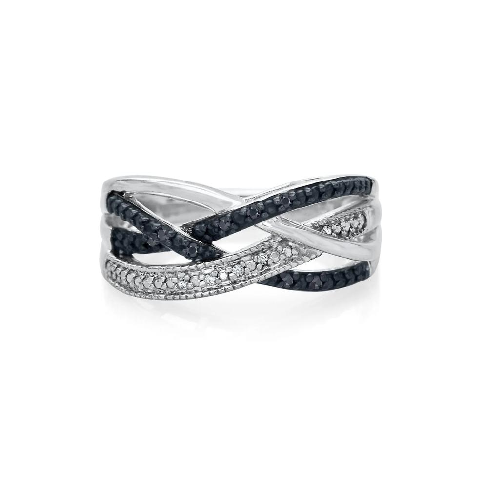 Black &amp; White Diamond Ring in Sterling Silver – Image 1 of 3