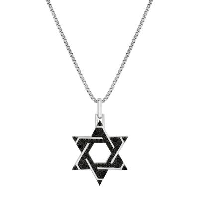Men's Black Diamond Star of David Pendant in Sterling Silver (1/2 ct. tw.)