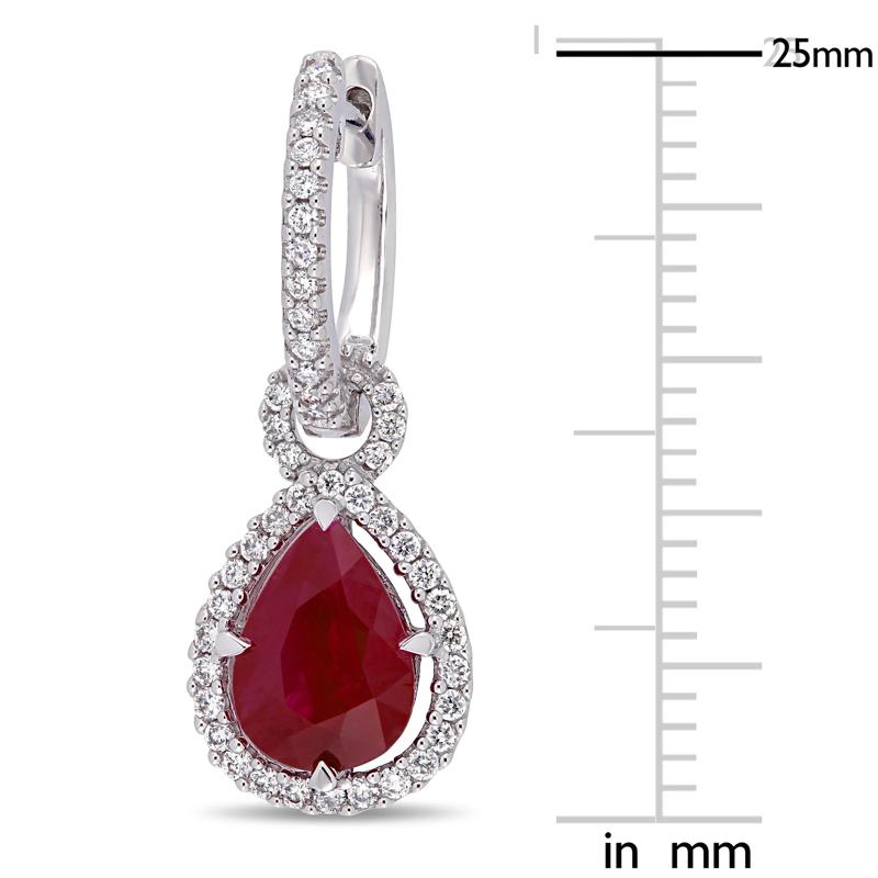Ruby &amp; Diamond Drop Earrings in 14K White Gold &#40;3/8 ct. tw.&#41; – Image 4 of 4