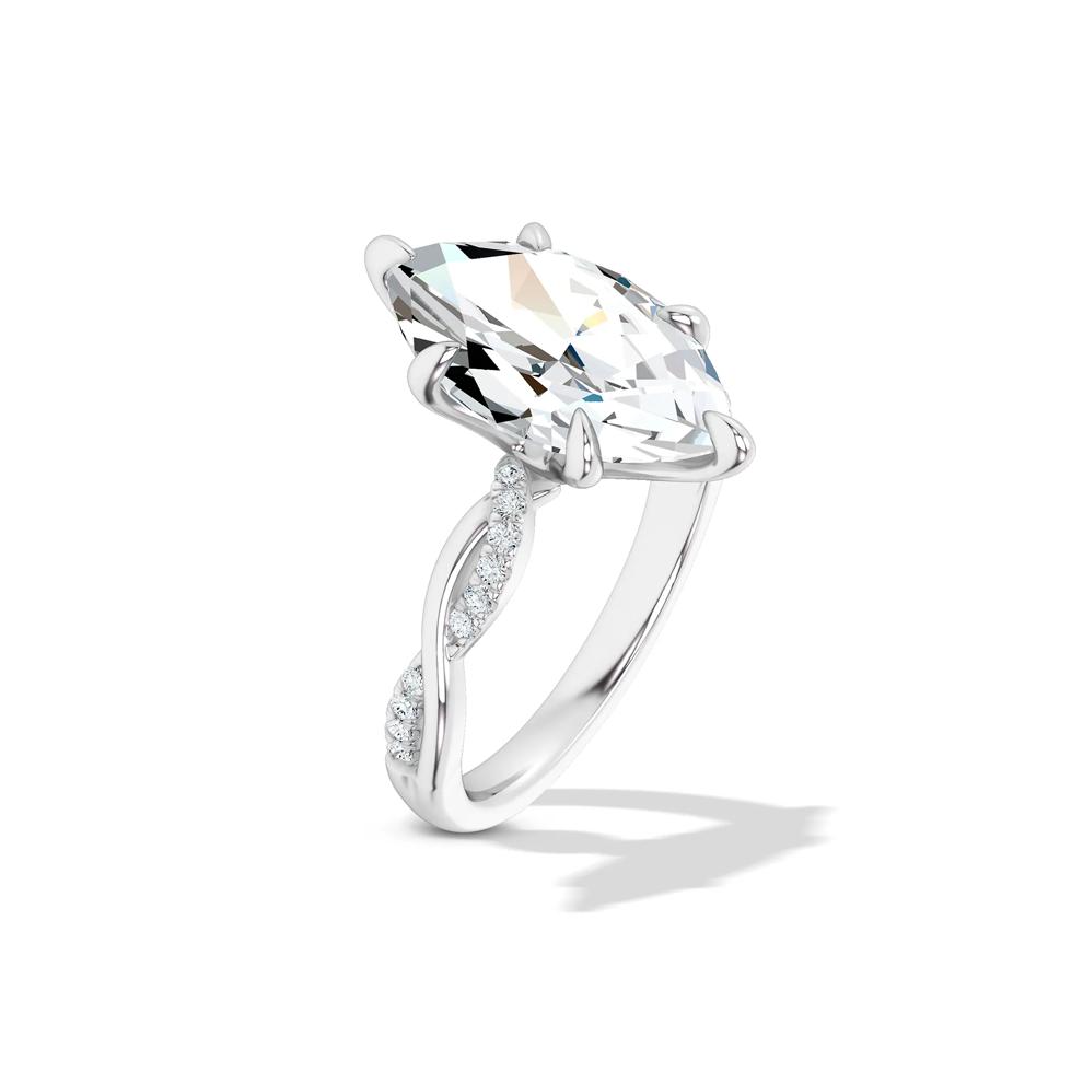 Lab Grown Diamond Marquise Center Twist Shank Engagement Ring in 14K White Gold (3 ct. tw.) – Image 4 of 4