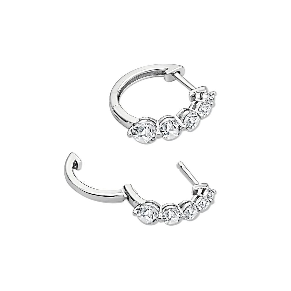 Diamond Graduated Hoop Earrings in 10K White Gold (1 ct. tw.) – Image 2 of 3
