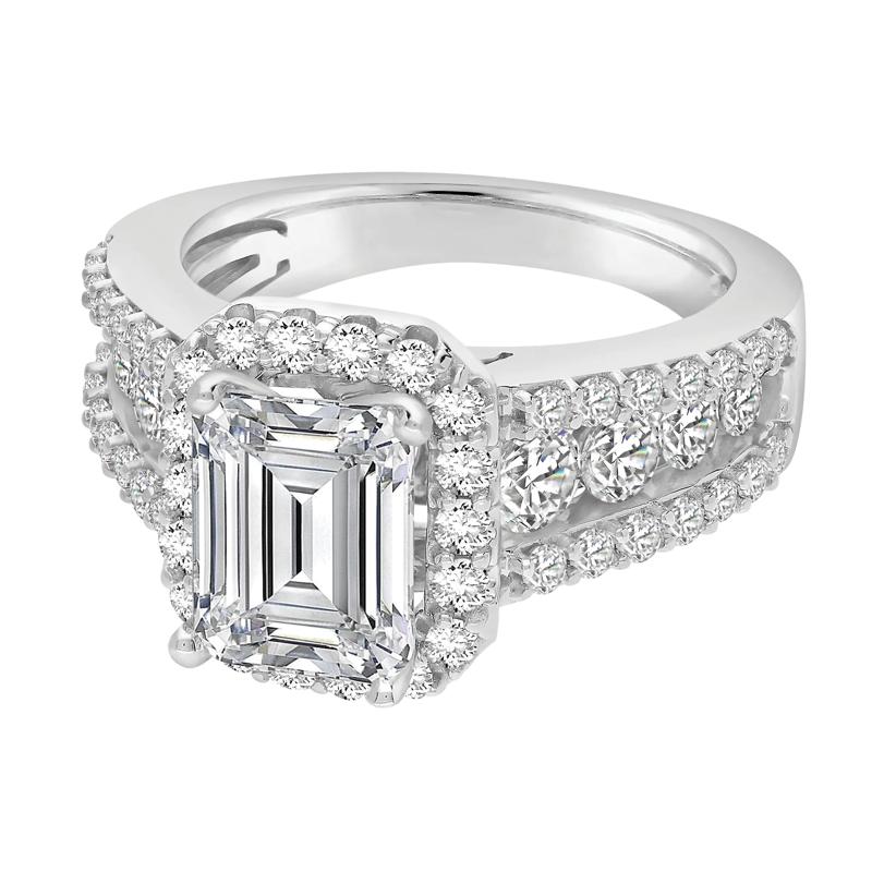 Lab Grown Diamond Halo Engagement Ring in 14K White Gold &#40;3 1/2 ct. tw.&#41; – Image 2 of 4