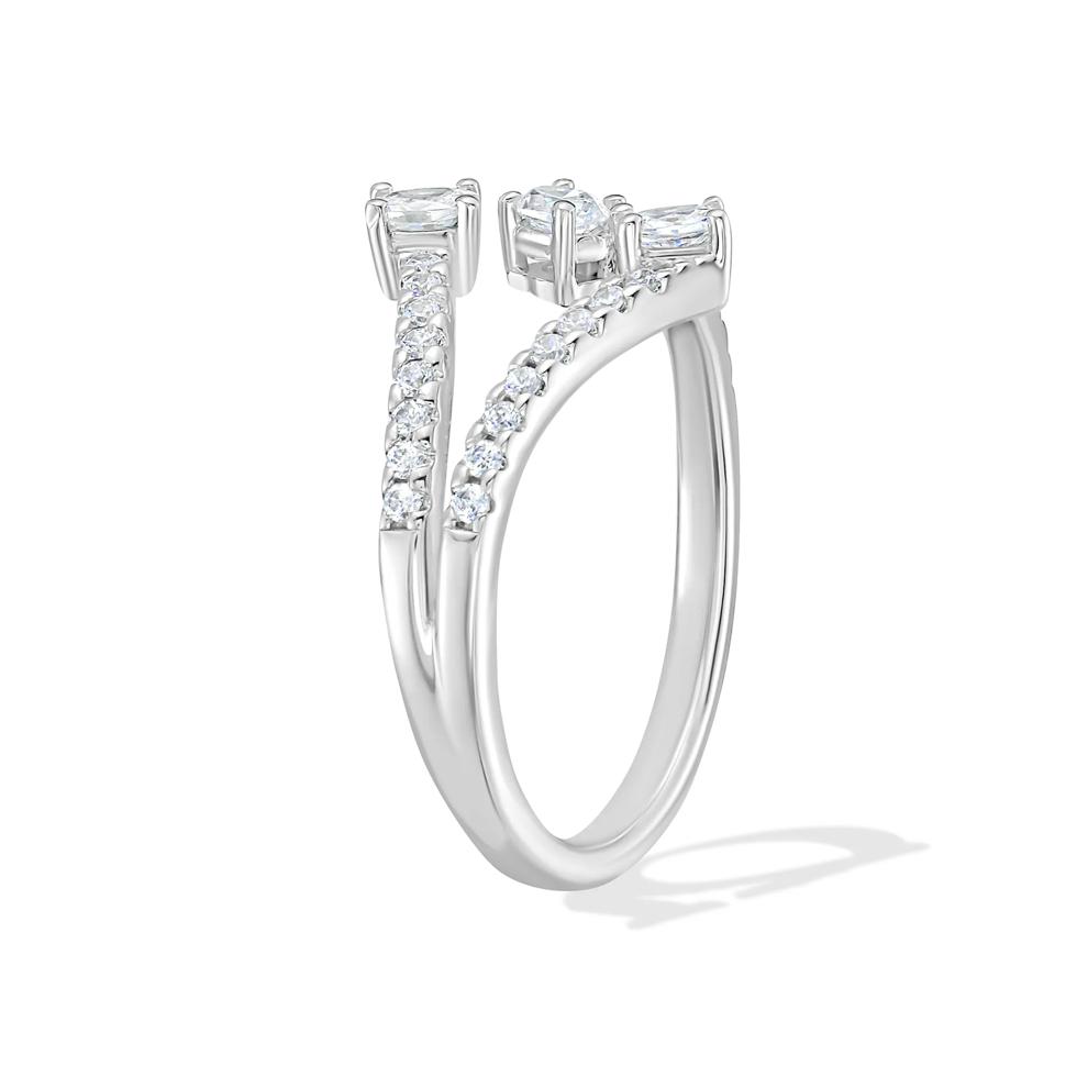 Diamond Oval Bypass Open Ring in Sterling Silver (1/2 ct. tw.) – Image 3 of 4
