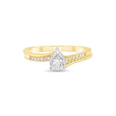 Diamond Pear-Shaped Illusion Promise Ring in 10K Yellow Gold (1/5 ct. tw.)