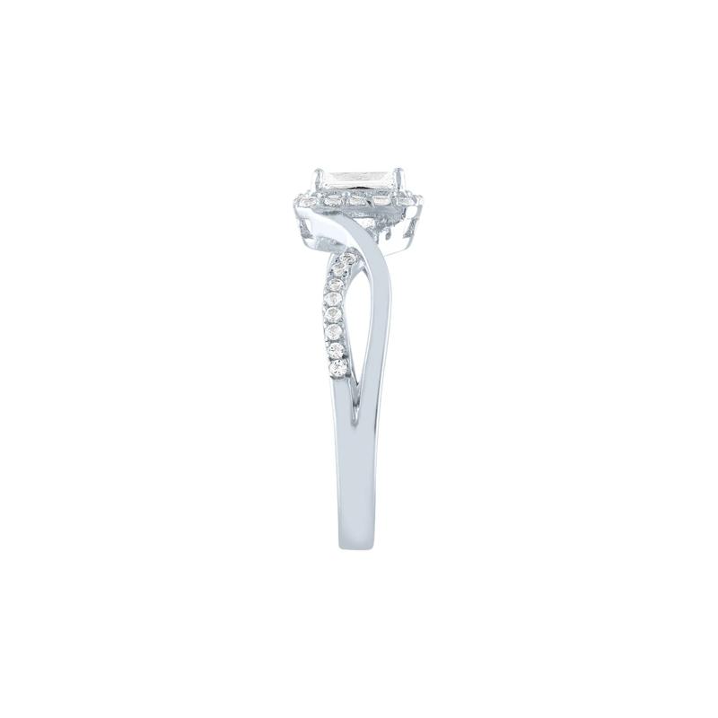 Emerald Cut Lab Created White Sapphire Promise Ring in Sterling Silver – Image 3 of 3
