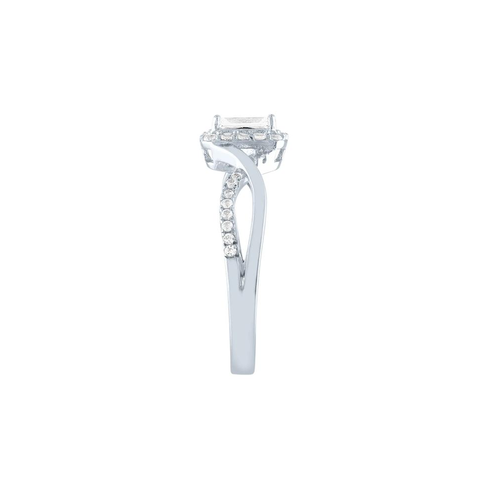 Emerald Cut Lab Created White Sapphire Promise Ring in Sterling Silver – Image 3 of 3