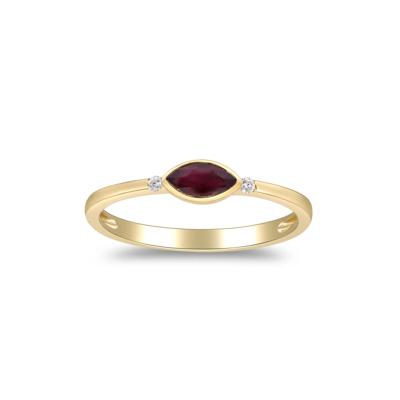 Ruby and Diamond Accent Stacking Ring in 10K Yellow Gold
