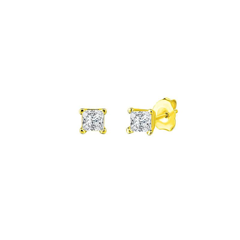 Diamond Princess Cut Stud Earrings in 14K Yellow Gold &#40;1/7 ct. tw.&#41; – Image 1 of 2