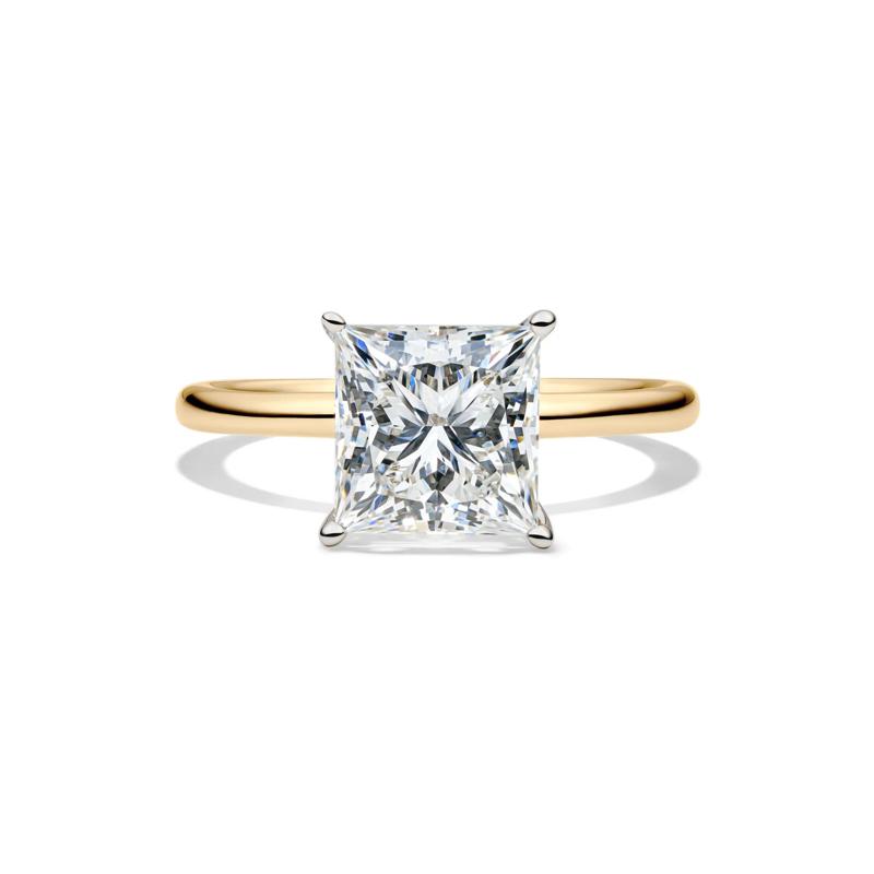Lab Grown Diamond Princess-Cut Solitaire Engagement Ring in 14K Yellow Gold &#40;3 ct.&#41; – Image 1 of 4