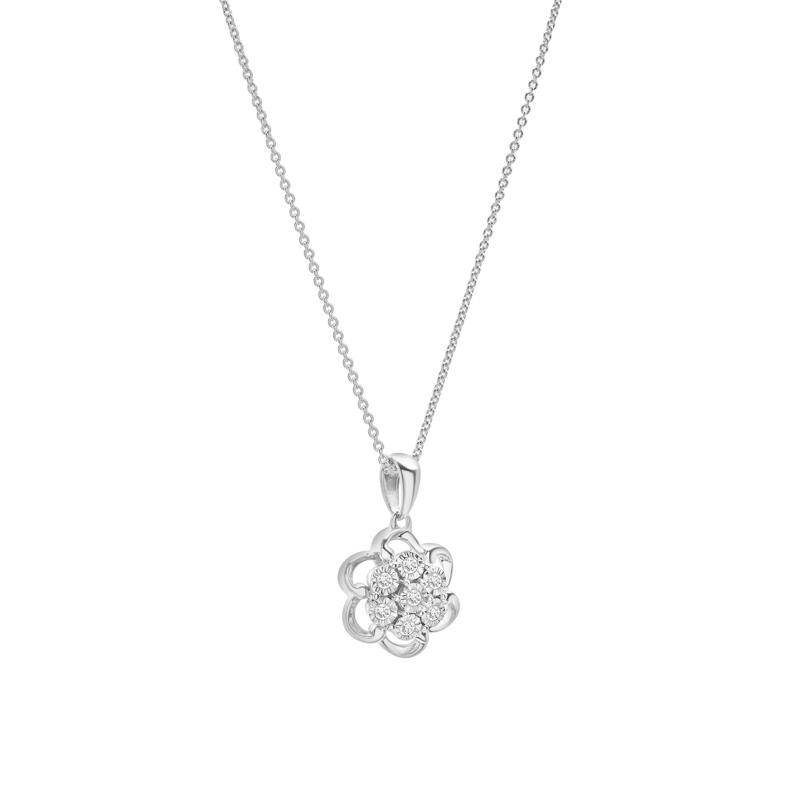 Diamond Flower Cluster Pendant &amp; Earrings Boxed Set in Sterling Silver &#40;1/4 ct. tw.&#41; – Image 6 of 6