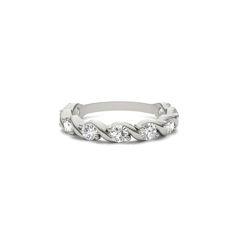 Moissanite Swirl Band in 14K White Gold – Image 1 of 5
