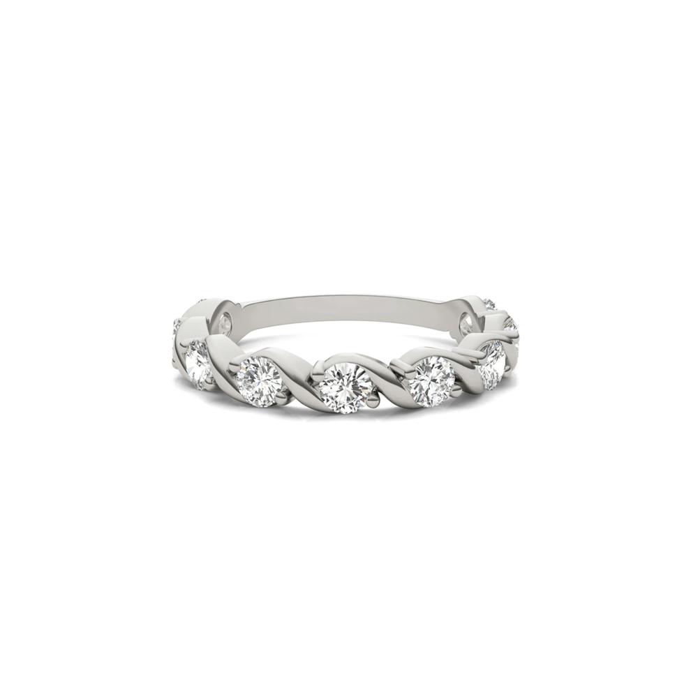 Moissanite Swirl Band in 14K White Gold – Image 1 of 5