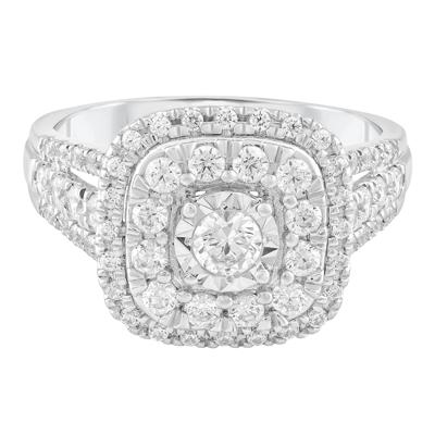 Diamond Round Center Halo Engagement Ring in 10K White Gold (1 ct. tw.)