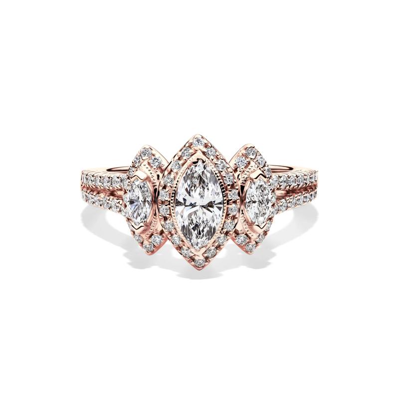 Lab Grown Diamond Marquise Engagement Ring in 10K Rose Gold &#40;1 ct. tw.&#41; – Image 1 of 4