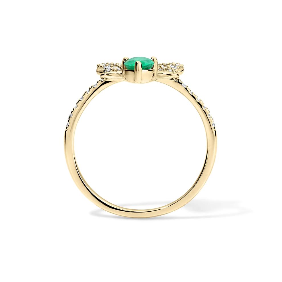 Emerald &amp; Diamond Bumblebee Ring in 10K Yellow Gold (1/4 ct. tw.) – Image 2 of 4