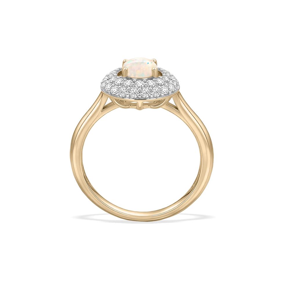 Opal &amp; Diamond Double Halo Ring in 10K Yellow Gold (1/2 ct. tw.) – Image 3 of 4