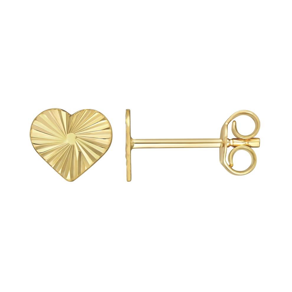 Sunburst Heart-Shaped Stud Earrings in 10K Yellow Gold – Image 2 of 3