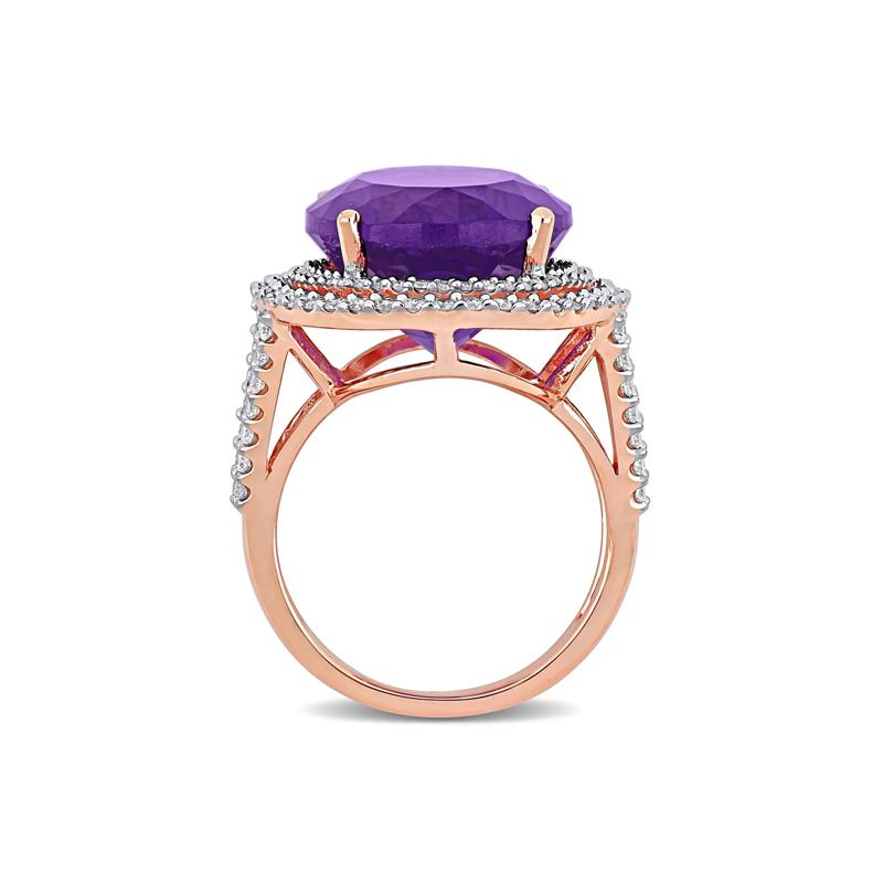 Amethyst and Diamond Ring in 14K Rose Gold &#40;7/8 ct. tw.&#41; – Image 2 of 6
