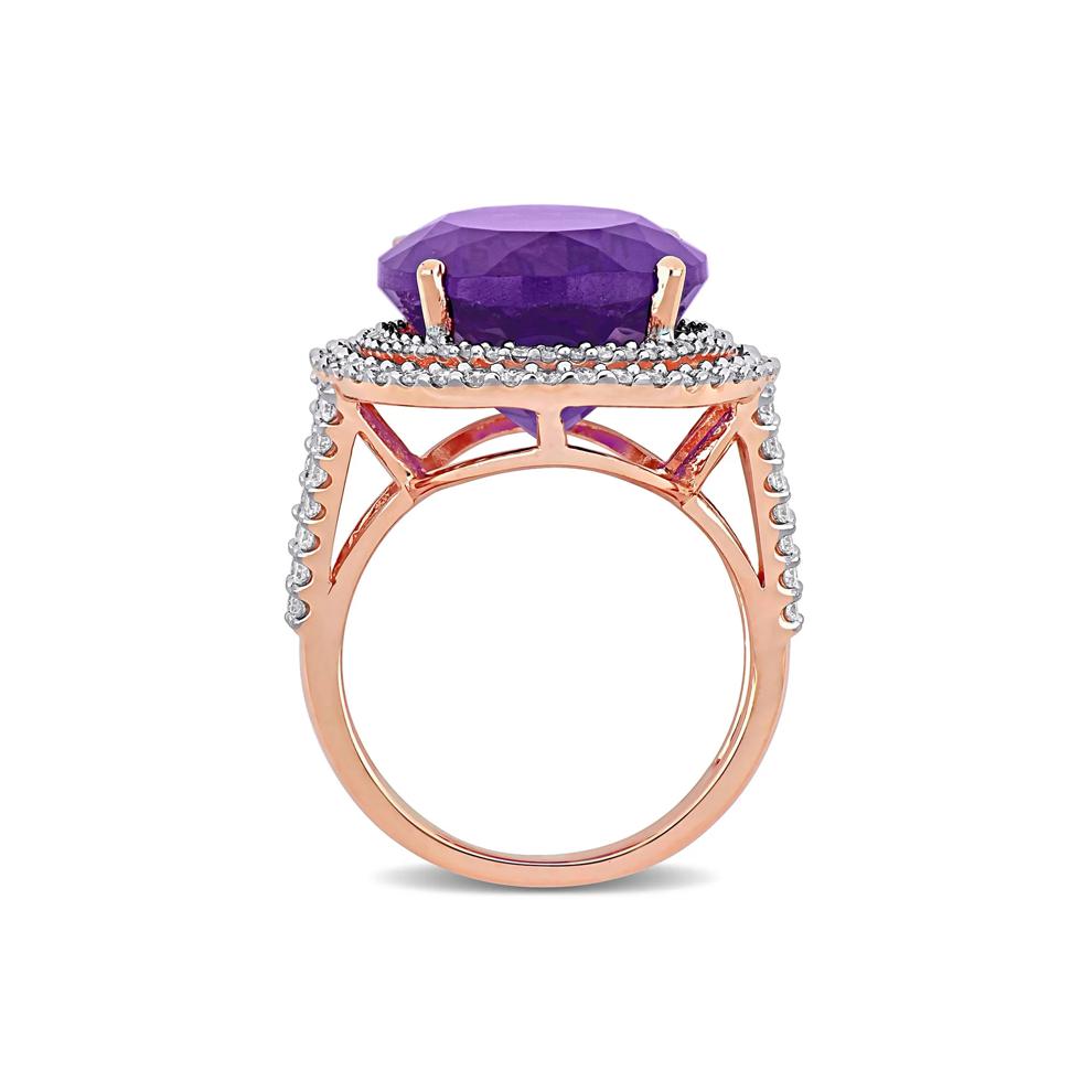 Amethyst and Diamond Ring in 14K Rose Gold (7/8 ct. tw.) – Image 2 of 6