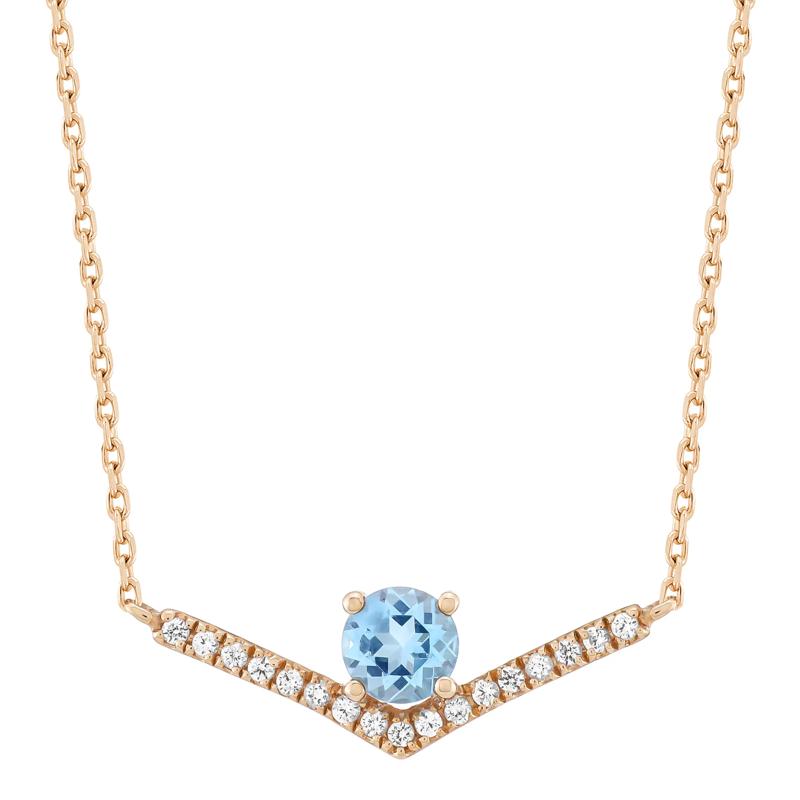 Blue Topaz and Lab-Created White Sapphire Necklace in 10K Rose Gold – Image 1 of 3