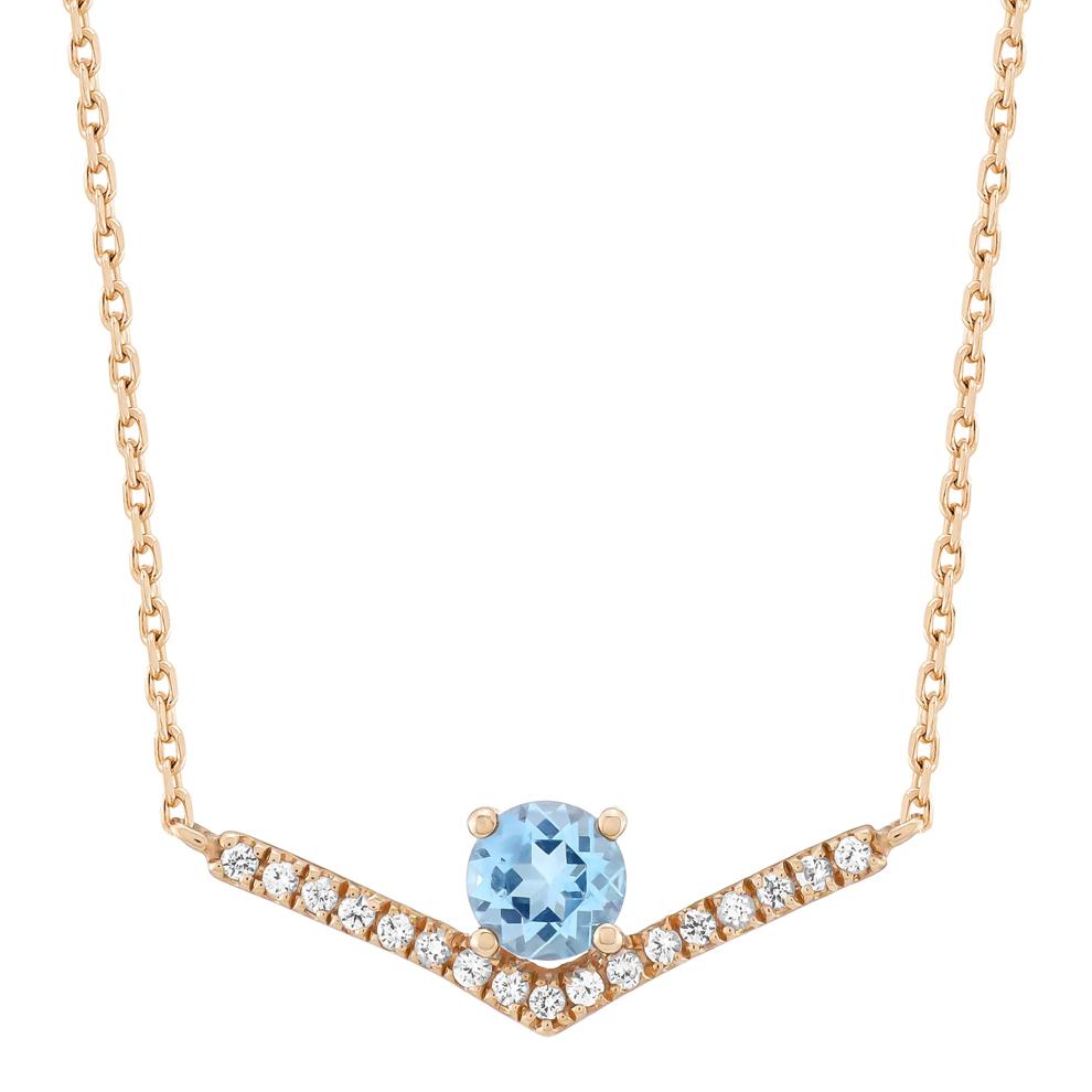 Blue Topaz and Lab-Created White Sapphire Necklace in 10K Rose Gold – Image 1 of 3