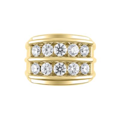 Men's Lab Grown Diamond Double-Row Ring in 14K Gold (3 ct. tw.)