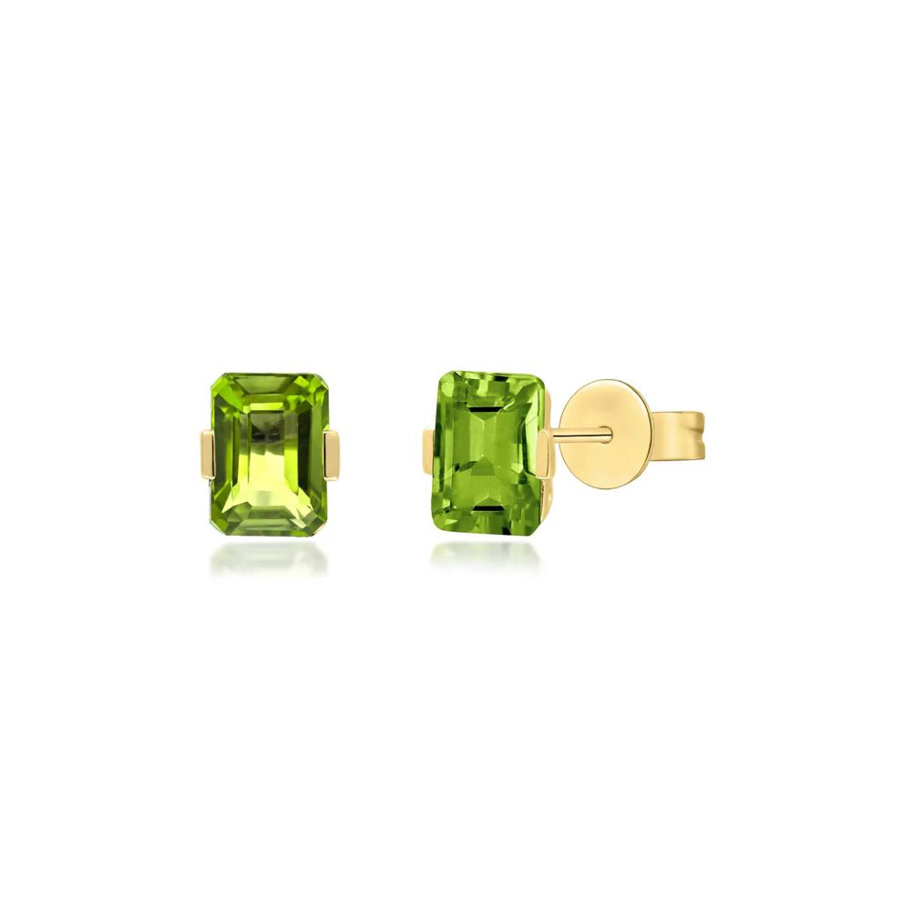 Tension-Set Peridot Earrings in 10K Yellow Gold – Image 1 of 3