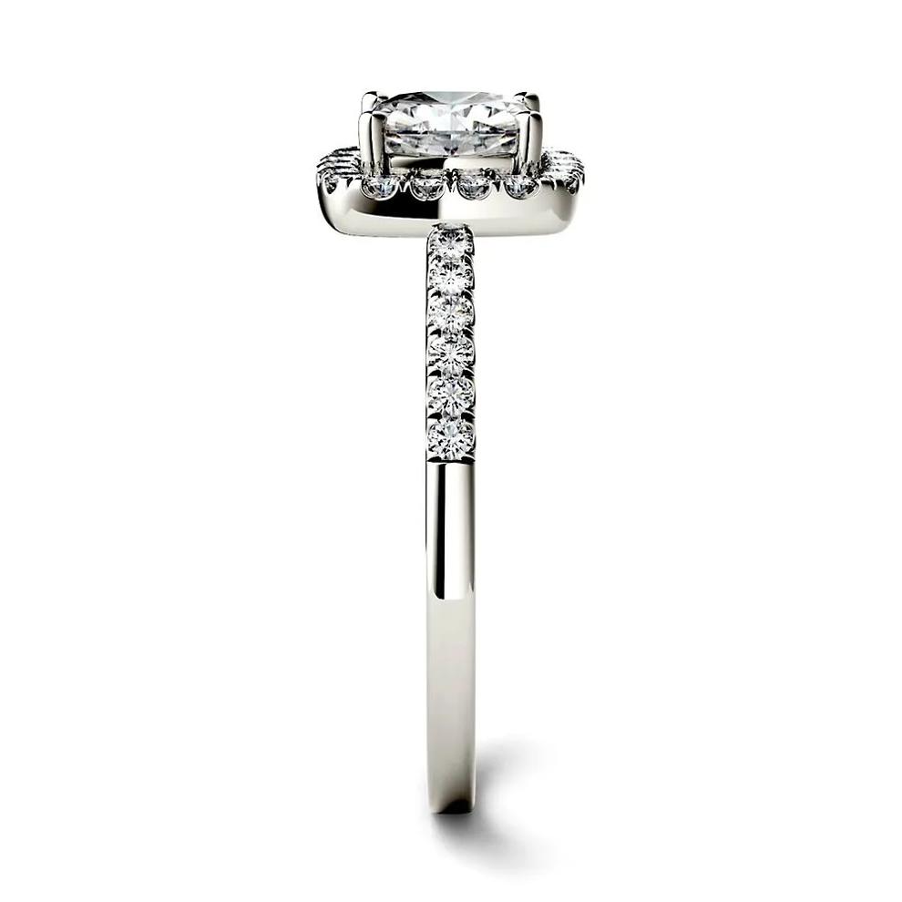 Moissanite Cushion-Cut Halo Ring in 14K White Gold (1 3/8 ct. dew) – Image 3 of 3