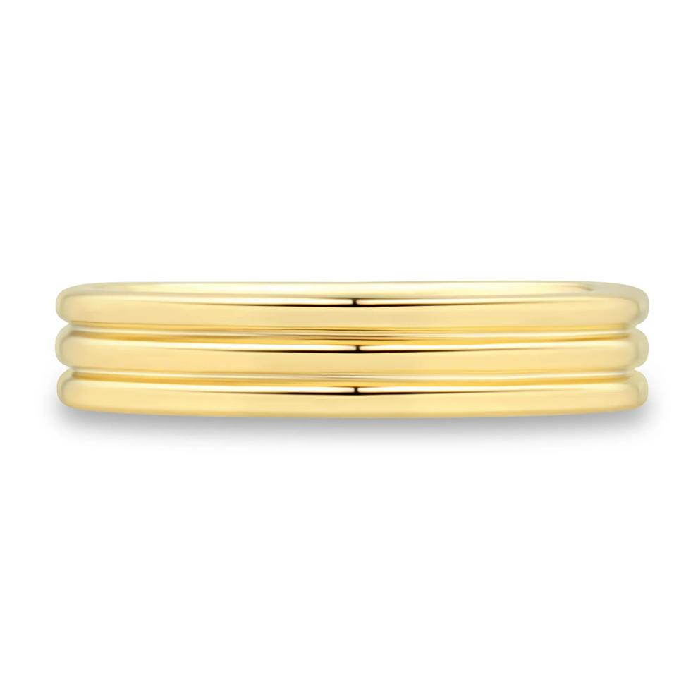 Polished Textured Wedding Band in 10K Yellow Gold, 4.2MM – Image 1 of 3