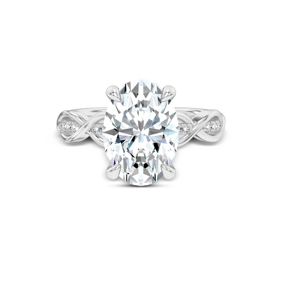 Lab Grown Diamond Oval Twist-Shank Engagement Ring in 14K White Gold (4 ct. tw.) – Image 1 of 4
