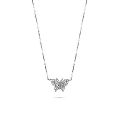 Diamond Butterfly Pendant  in 10K White Gold (1/10 ct. tw.)