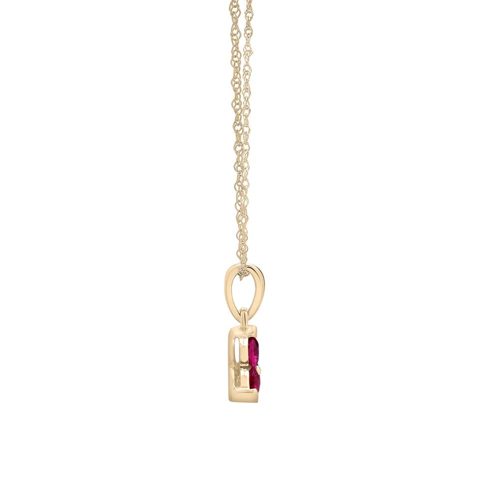 Lab-Created Ruby Three-Stone Triangle Birthstone Pendant in 10K Yellow Gold – Image 2 of 4