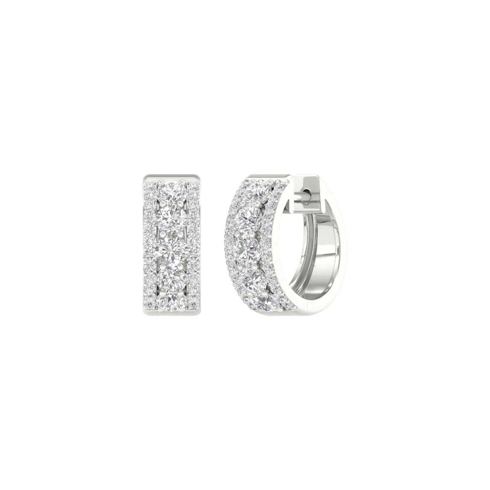Lab Grown Diamond Huggie Hoop Earrings in 14K White Gold (1 ct. tw.) – Image 1 of 3