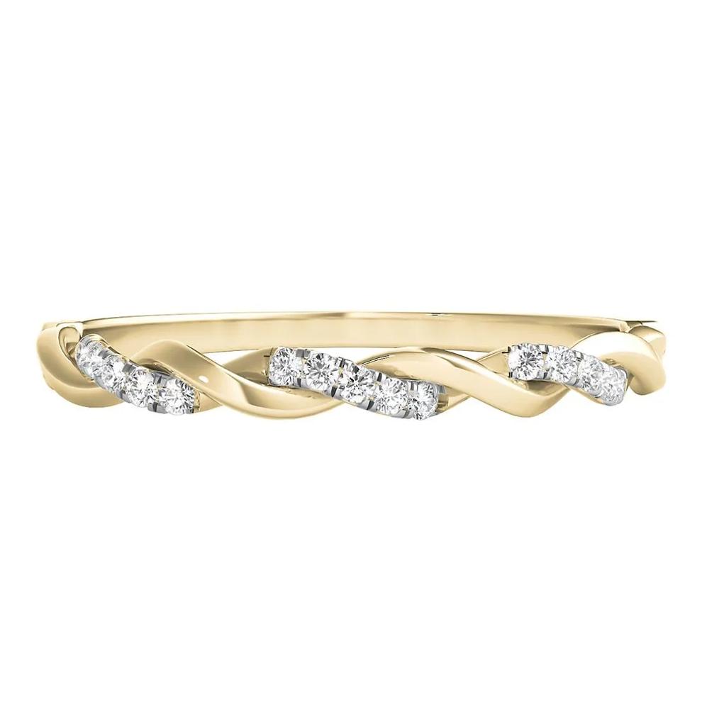 1/10 ct. tw. Diamond Twist Band in 14K Yellow Gold – Image 1 of 3