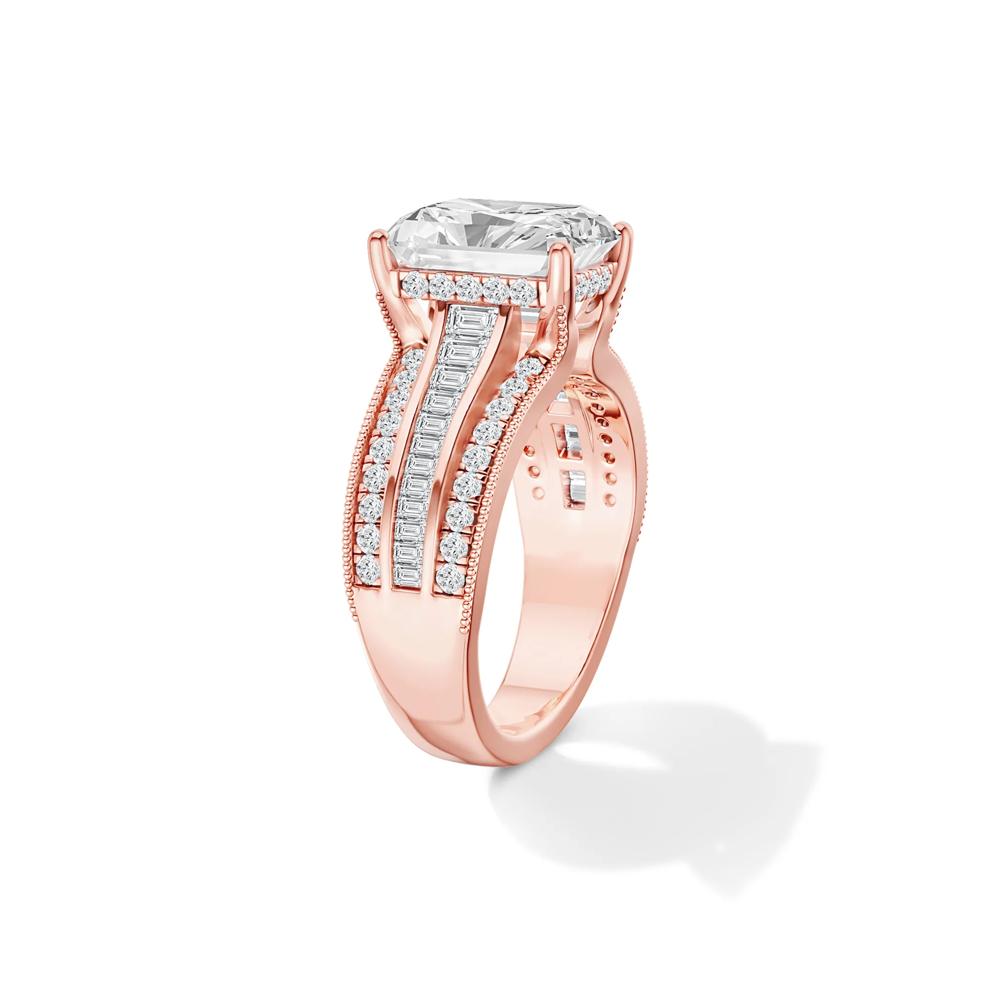 Lab Grown Diamond Radiant-Cut Center Engagement Ring in 14K Rose Gold (3 3/4 ct. tw.) – Image 3 of 4