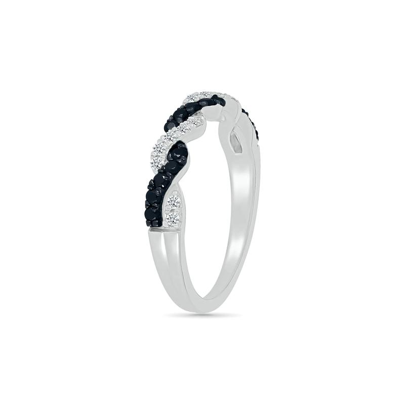 Black and White Diamond Twist Band in Sterling Silver &#40;3/8 ct. tw.&#41; – Image 5 of 5
