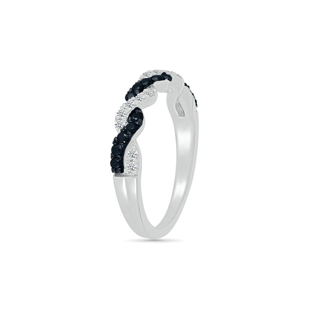 Black and White Diamond Twist Band in Sterling Silver (3/8 ct. tw.) – Image 5 of 5