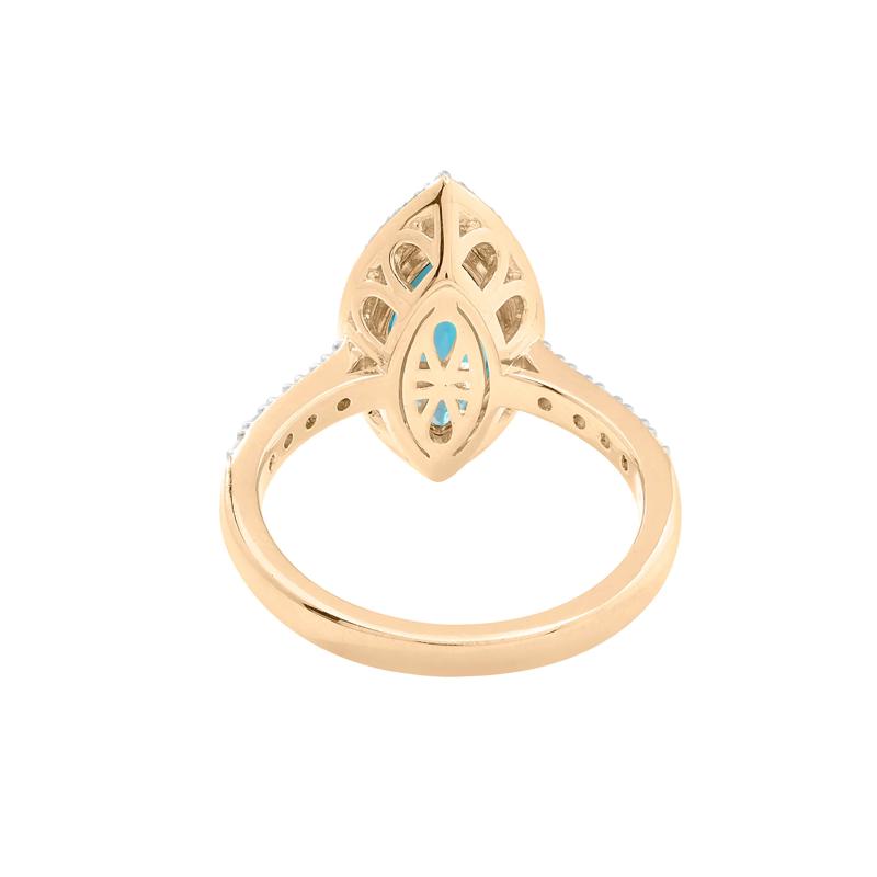 London Blue Topaz and Diamond Halo Ring in 10K Yellow Gold &#40;3/8 ct. tw.&#41; – Image 4 of 5