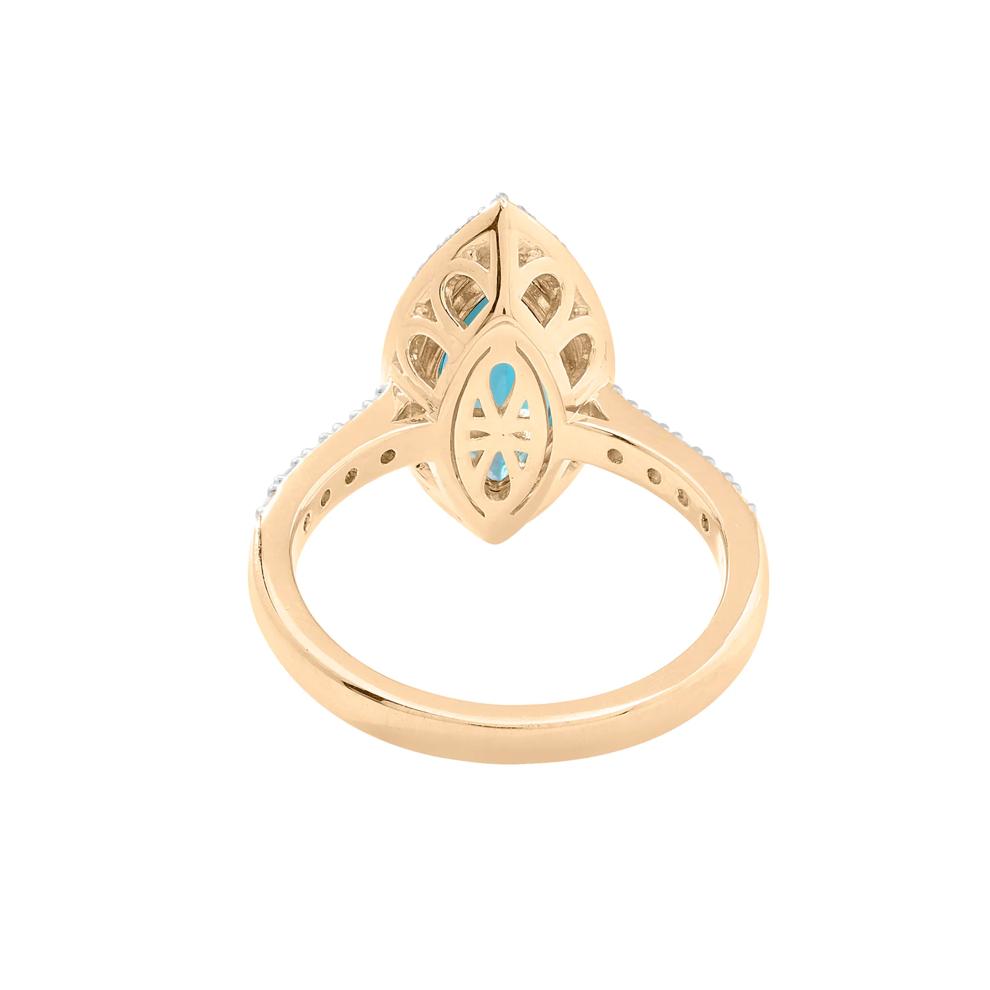 London Blue Topaz and Diamond Halo Ring in 10K Yellow Gold (3/8 ct. tw.) – Image 4 of 5