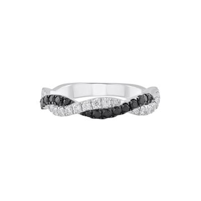 Black & White Diamond Twist Ring in Sterling Silver (1/2 ct. tw.)