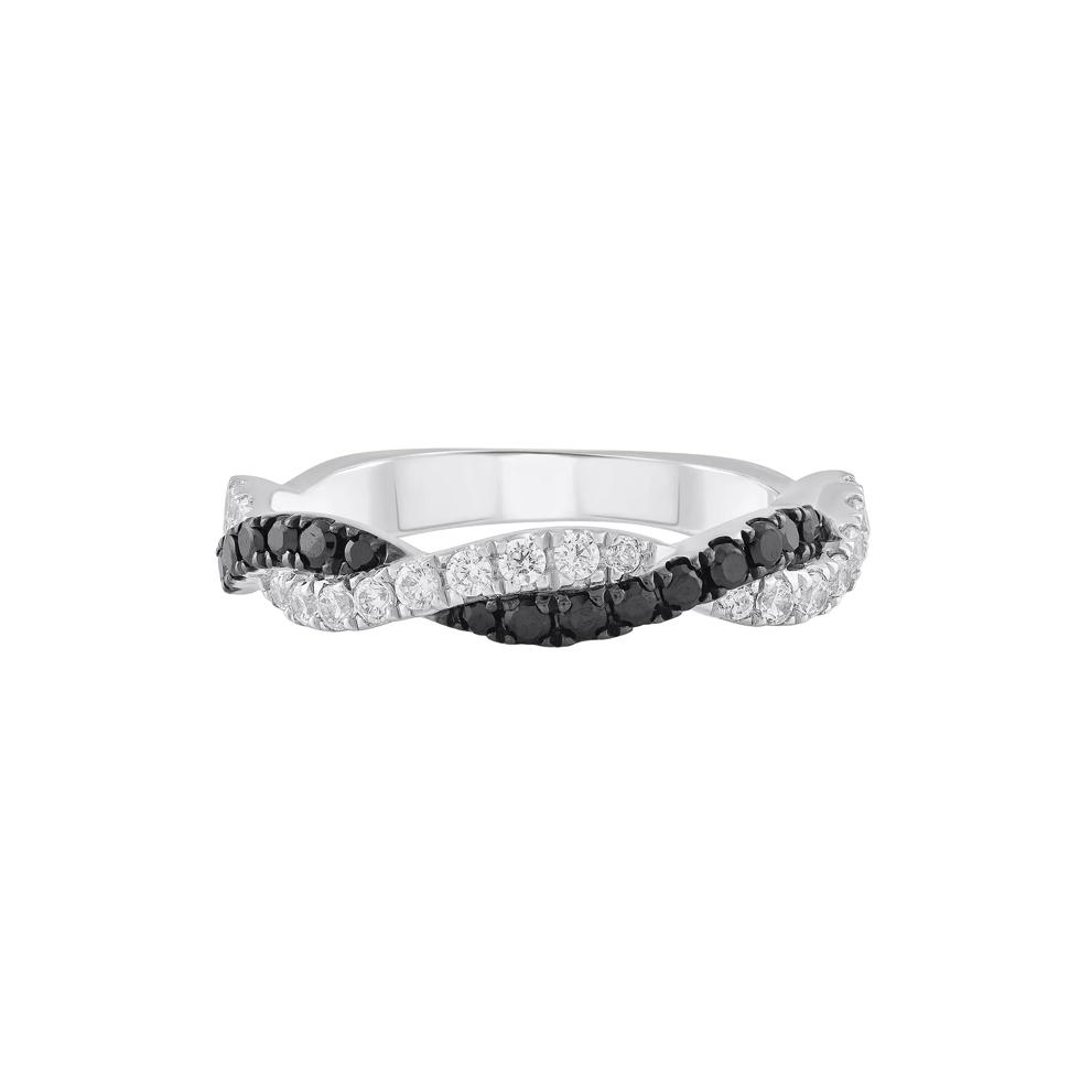 Black &amp; White Diamond Twist Ring in Sterling Silver (1/2 ct. tw.) – Image 1 of 3
