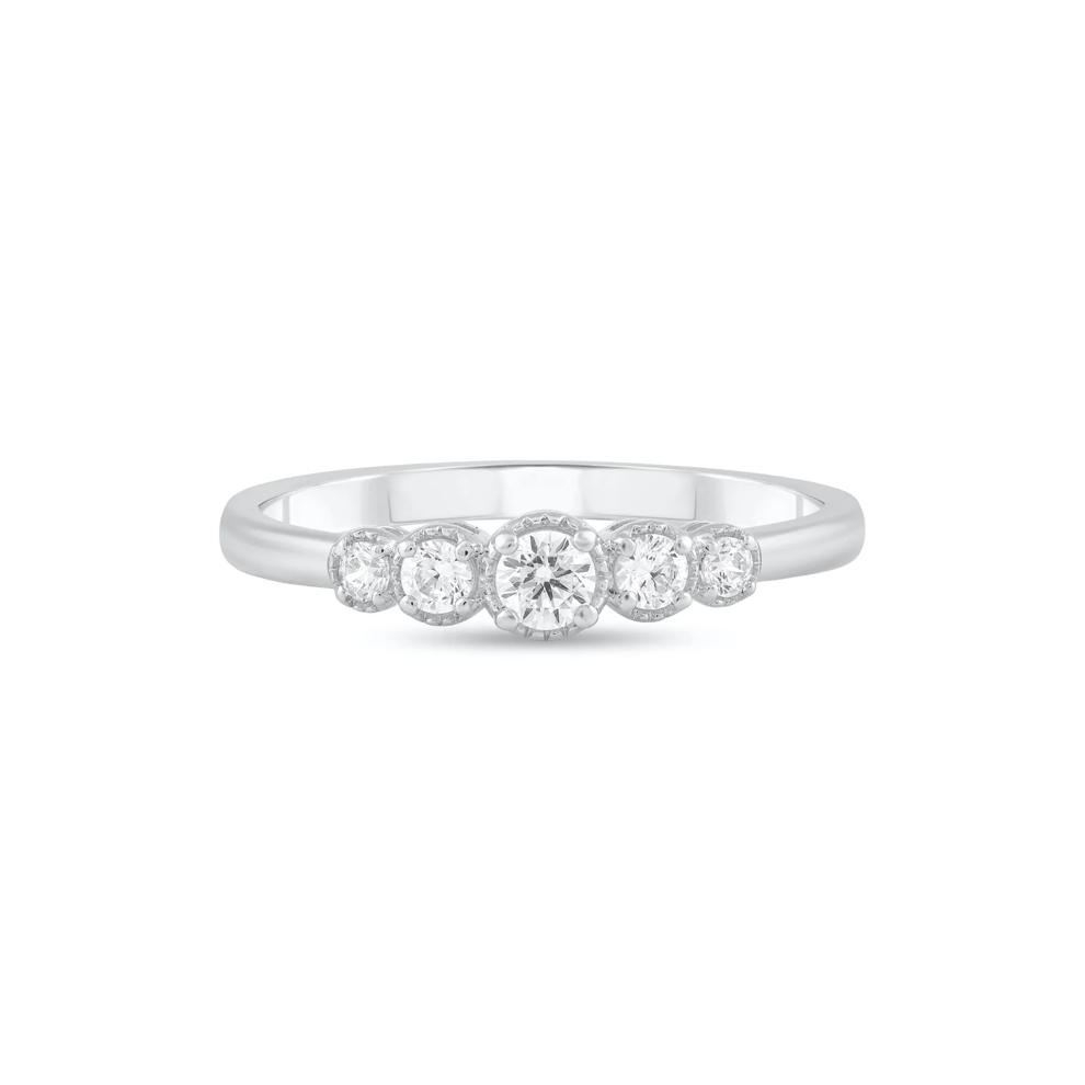 Diamond Five-Stone Stack Band in 10K White Gold (1/4 ct. tw.) – Image 1 of 4