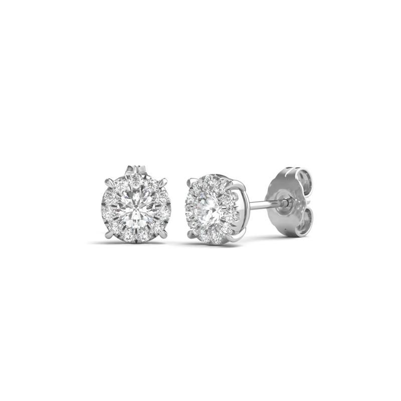Lab Grown Diamond Round Halo Earrings in 14K White Gold (1/2 ct. tw.) – Image 1 of 1