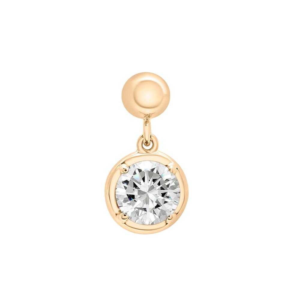 Lab-Created White Sapphire Birthstone Bead Charm in Vermeil – Image 1 of 3